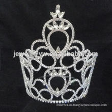 Venta al por mayor miss mundo tiaras de color blanco rhinestone boda corona tiara